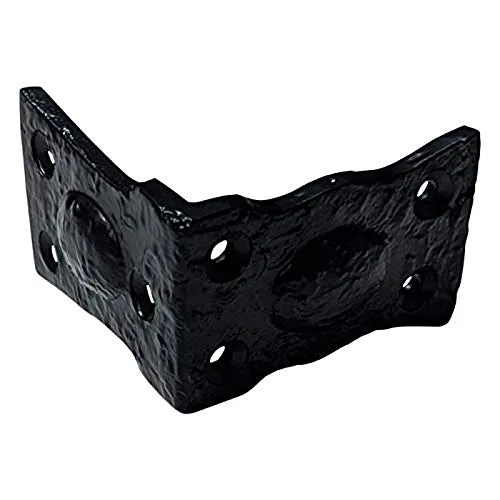 Vista 6 de Adonai Hardware "Arah" - Esquina en L de hierro antiguo negro (suministrado como 16 piezas por paquete) - Recubrimiento de polvo negro
