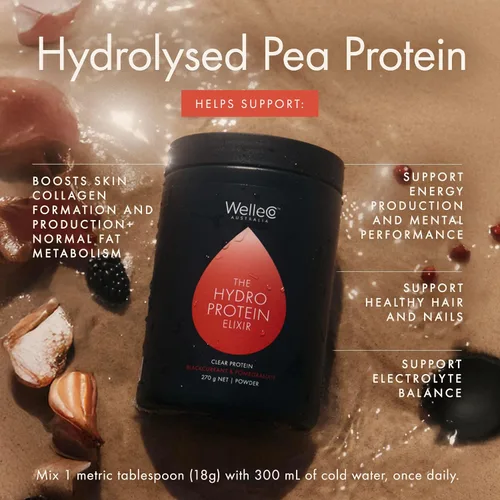 Vista 6 de WelleCo HydroProtein Elixir, polvo de electrolito de potasio con 0.55 onzas de proteína vegana para energía, cabello saludable, piel y uñas