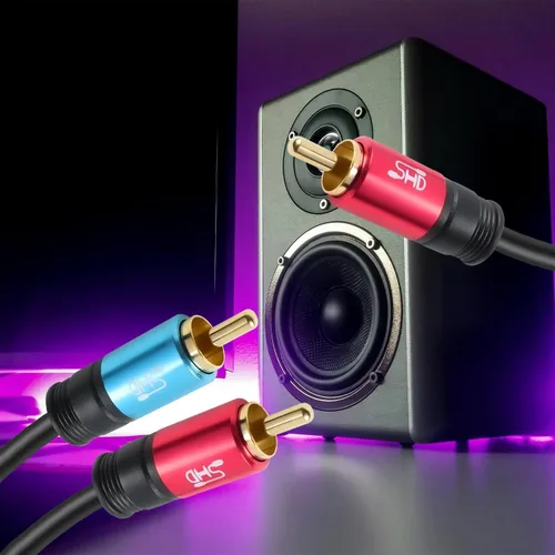 Vista 4 de SHD Cable de subwoofer RCA a 2RCA, cable de audio 2RCA a 1RCA bidireccional RCA adaptador Y calidad de sonido premium blindado doble con conectores