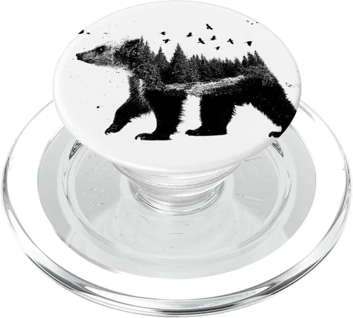 Vista 9 de Bear Wood Canada – Enchufe de osito de palo de madera para teléfonos y tabletas, Negro
