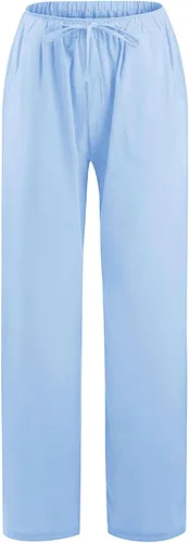 Vista 4 de Pantalones de algodón recortados de cintura elástica de color sólido para mujer