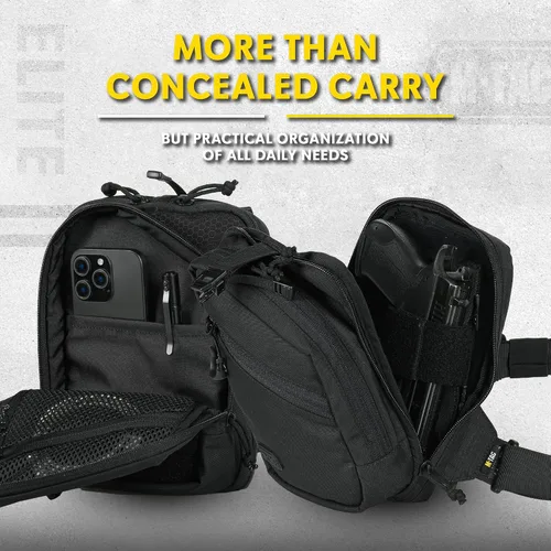 Vista 5 de M-Tac Elite - Bolso de transporte táctico EDC con funda oculta para el pecho CCW