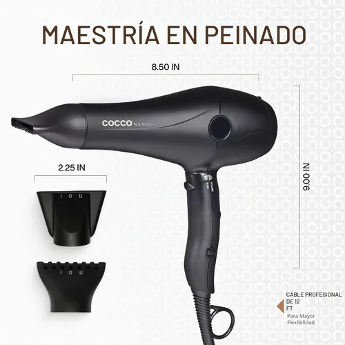 Vista 7 de COCCO Nano Pro - Secador de pelo, ultraligero, sistema Intel iónico, color Negro