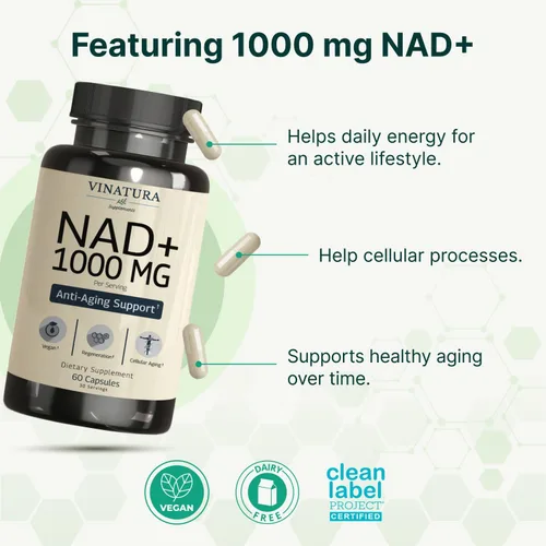 Vista 4 de VINATURA Suplemento NAD 1000mg - Suplemento NAD puro para antienvejecimiento