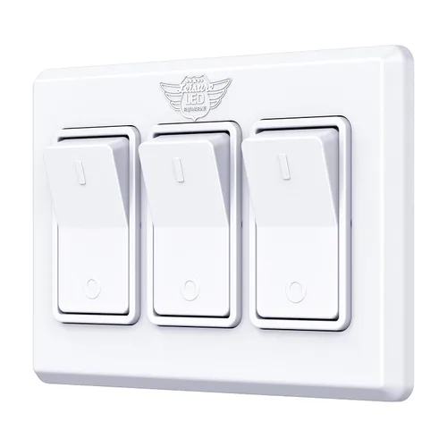 Vista 11 de Moderno interruptor de encendido y apagado triple SPST con bisel, 12 voltios, para RV, remolque, cámper, con etiqueta adhesiva (negro)