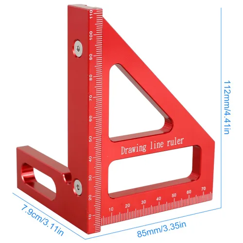Vista 7 de Regla de ángulo de carpintería aleación de aluminio, herramienta de medición de diseño de regla de medición de carpintero, regla de medición