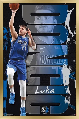Vista 15 de Trends International NBA Dallas Mavericks - Póster de pared de Luka Doncic 19, 14.725 x 22.375 pulgadas, versión enmarcada de madera de granero