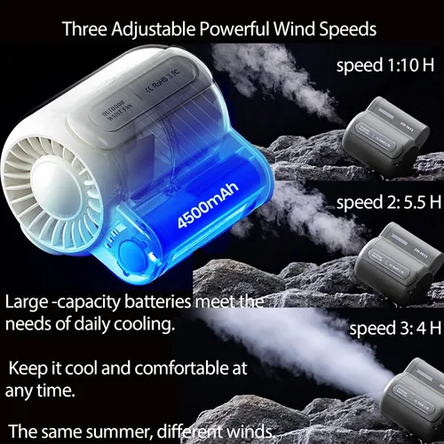 Vista 4 de fuliying Ventilador de cintura portátil recargable – Batería de 4500 mAh dura 10 horas, ventilador personal de clip de 3 velocidades, mini