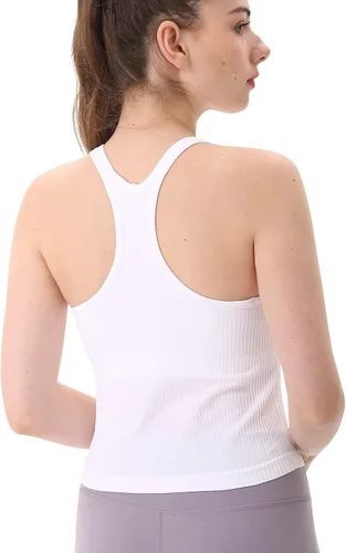 Vista 130 de sphinx cat - Camiseta corta de entrenamiento para mujer, camiseta sin mangas, acanalada, con espalda cruzada y brasier integrado