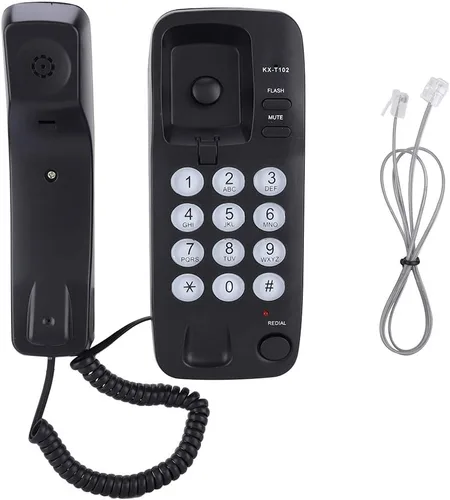 Vista 7 de Teléfono con cable, extensión de teléfono fijo de montaje en pared, teléfono fijo del hotel para el hogar/baño/oficina (negro)