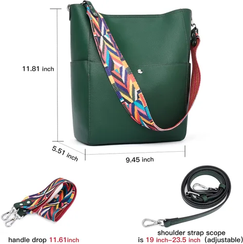 Vista 3 de BROMEN Bolsa Hobo para mujer, diseñada con cuero vegano, de hombro, bandolera