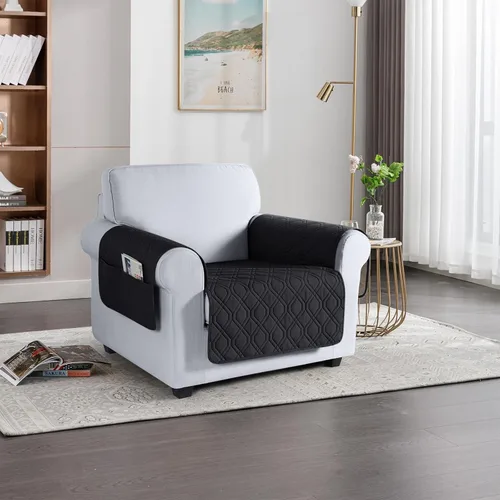 Vista 2 de VANSOFY Funda para Sofá, Fundas de Sofá Impermeables Lavables Forro Protector de Muebles Fundas de Asiento de Sofá Antideslizantes para Perros, Negro