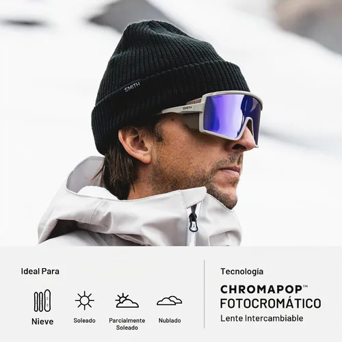 Vista 5 de SMITH Pursuit Sunglasses – ChromaPop Glacier Photochromic Lenses, Large Fit Negro mate
