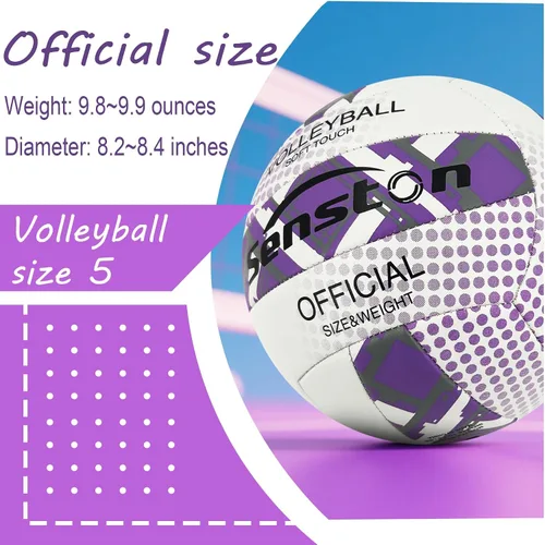 Vista 2 de Senston Voleibol Oficial Tamaño 5 – Balón de voleibol suave impermeable para interiores y exteriores, para niños, jóvenes y adultos, juego de playa