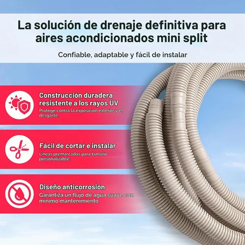 Vista 3 de Manguera de drenaje dividida sin conductos HVAC - Línea de condensado