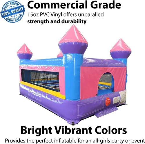 Vista 2 de Comercial Junior inflable casa de rebote con soplador, rosa