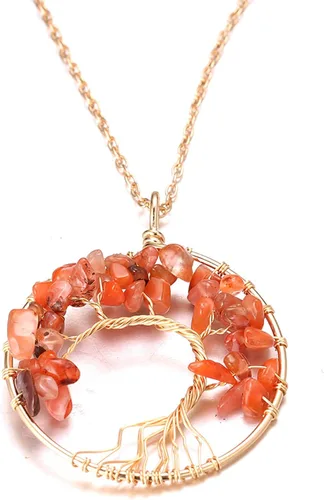 Vista 3 de Halukakah Collar de cristales y piedras curativas para mujer, alambre de latón chapado en oro, piedra lunar natural, cuarzo rosacuarzo amatista
