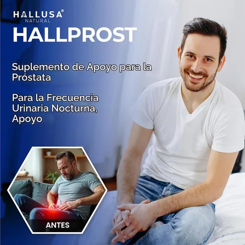 Vista 2 de Hallusa Natural Próstata Inflamada - Prostatitis - Pastillas para la próstata - HALLPROST 60 CAPSULAS