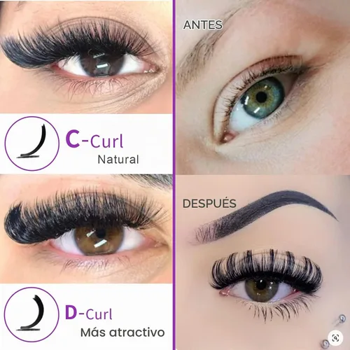 Vista 2 de 10 pares de pestañas rusas 3D suaves, con curvatura DD, pestañas postizas de visón sintético, aspecto natural D Curl S06 10 paris