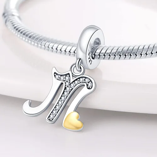 Vista 3 de Pandach Dijes de plata de ley 925 con letras iniciales del alfabeto de la A a la Z, plata maciza, circonitas cúbicas, colgantes para pulseras