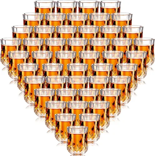 Vista 8 de Meanplan Juego de mini vasos de chupito de 1.7 onzas, vasos de degustación, base pesada, taza de chupito transparente, lindas tazas de vino Cordial