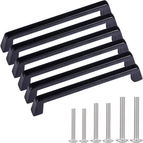 Vista 8 de Paquete de 6 manijas de gabinete de níquel satinado mate de 4 pulgadas, manijas de herrajes para muebles para gabinetes de baño y almacenamiento
