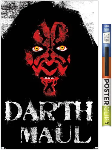 Vista 17 de Trends International Star Wars: The Phantom Menace - Póster de pared de carbón de Darth Maul, 22.4 pulgadas de largo x 14.7 W, versión enmarcada
