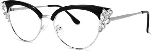 Vista 2 de Zeelool Gafas de bloqueo de luz azul con diamantes de imitación para mujer, de gran tamaño, ojo de gato, Hearn VFX0060