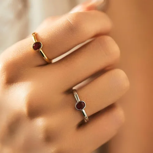 Vista 2 de Anillos para mujer de compromiso, anillos de compromiso ovalados solitario con espinela creada en oro blanco