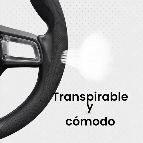 Vista 4 de Amiss Funda de cuero de napa para volante, 2 protectores de rueda segmentados, funda universal para volante de automóvil del 99% (negro)