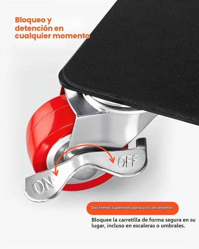 Vista 5 de VEVOR Carretilla para muebles, mudanzas de muebles resistentes con 5 ruedas de rotación de 360°, panel de acero al carbono, juego de herramientas