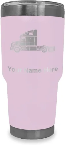 Vista 14 de LaserGram Taza aislada al vacío de 20 onzas, cabina de camión, grabado personalizado incluido (negro)