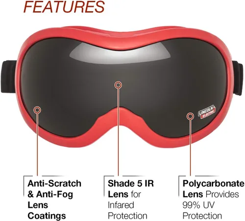 Vista 2 de Lincoln Electric Gafas de corte y molienda Shade 5 Anti niebla Anti Scratch K3118-1