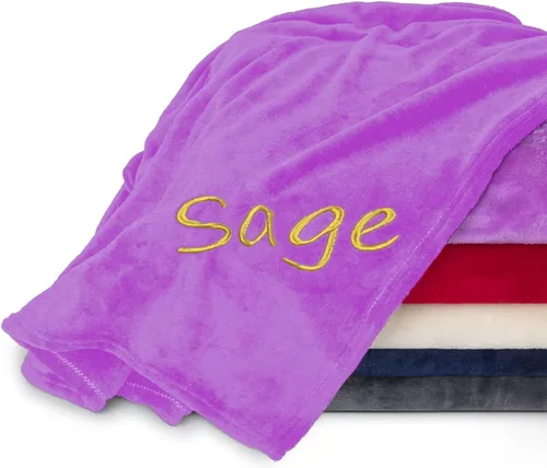 Vista 6 de Mantas personalizadas para adultos, manta personalizada con nombre bordado o monograma, funda de manta de forro polar suave para cama y sofá