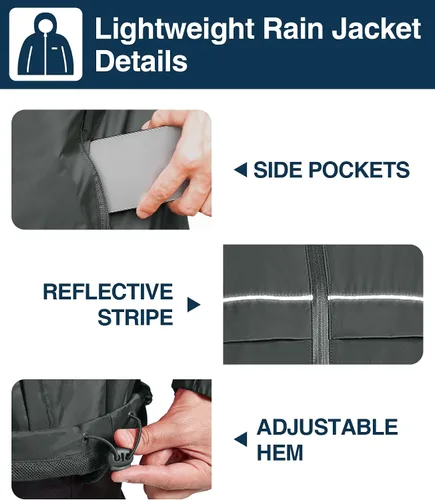 Vista 16 de SWISSWELL Chaqueta impermeable para hombre, rompevientos, ligera con capucha para uso diario casual
