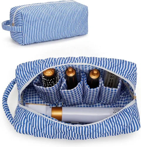 Vista 7 de Bolsa de viaje para herramientas para el cabello, compatible con Dyson Airwrap acolchada con estampado de leopardo, estuche de viaje para Shark