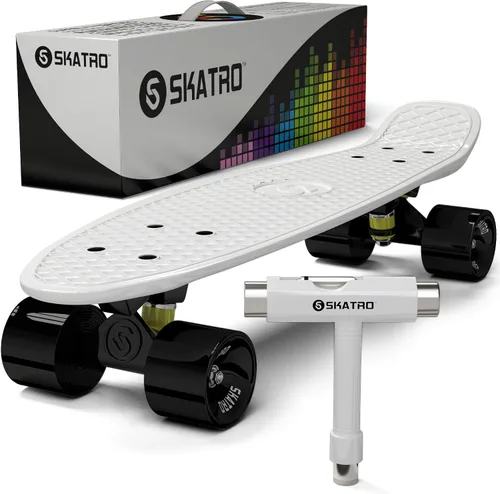 Vista 11 de Skatro - Monopatín modelo mini cruiser. Tablero de plástico de estilo retro de 22 x 6 pulgadas.Viene completo.