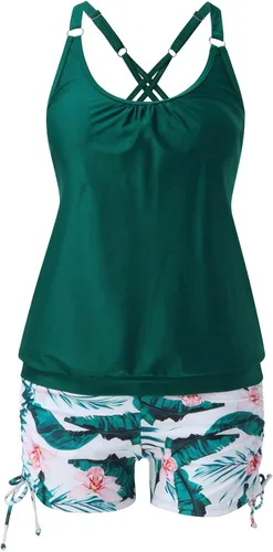 Vista 7 de Mittory Tankini Swimsuits for Women Two Piece High Waisted Tummy Control Swimsuit with Boyshorts