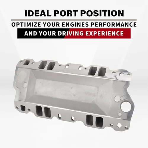 Vista 6 de Colector de admisión de doble plano satinado Compatible con SBC de bloque pequeño Chevy 265 350 400 de 1956-1986
