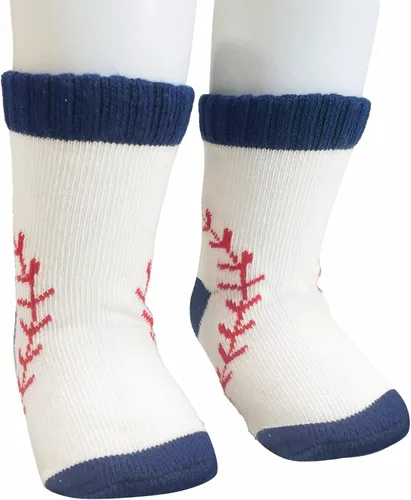 Vista 3 de BAICAIYU Calcetines de béisbol para el primer cumpleaños para bebé, 2 piezas, calcetines para recién nacidos, tubo mediano, lindo traje de béisbol