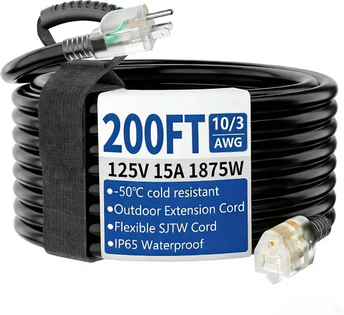 Vista 24 de Cable de extensión de 50 pies para exteriores/interiores con Amarillo