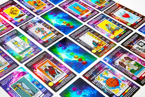 Vista 3 de Vitacera Tarjetas de Tarot para Principiantes, Juego de Cartas con Guía, Palabras Clave, Sí o No, Tiempo, Colores, Tono Musical, Planeta, Zodiaco