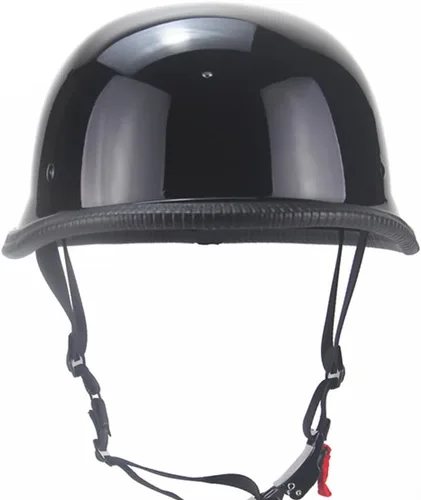 Vista 2 de Medio casco alemán de EE. UU., novedoso, color negro brillante, motero, motero, S, M, L, XL, XXL