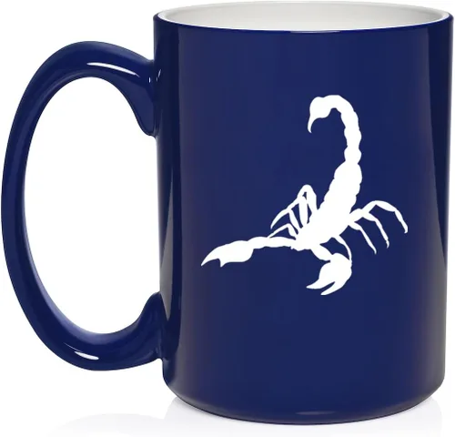 Vista 23 de Daylor Taza de café de cerámica Scorpion, regalo para ella, él, amigo, compañero de trabajo, esposa, esposo (11 onzas, azul)