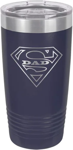 Vista 7 de SUPER DAD-B BLACK Vaso de bebida de 20 onzas con pajita Taza de viaje grabada con láser Comparar con Yeti Rambler Idea de regalo para papá