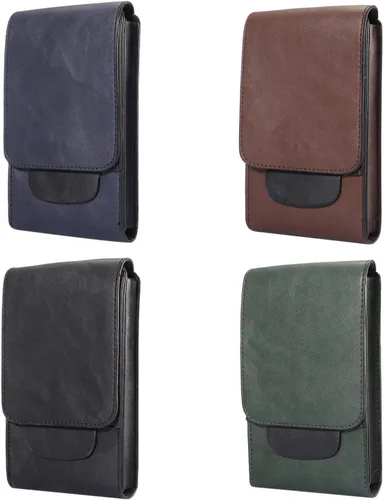Vista 7 de Bolsa de cuero para teléfono celular, 2 capas de cintura de viaje, cartera para pasaporte con ranura para tarjetas, funda desmontable con gancho