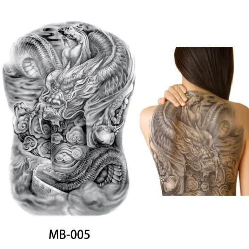 Vista 4 de Glaryyears Tatuaje temporal súper grande cubierto de espalda completa, paquete de 3 calcomanías de tatuajes realistas para adultos, mujeres