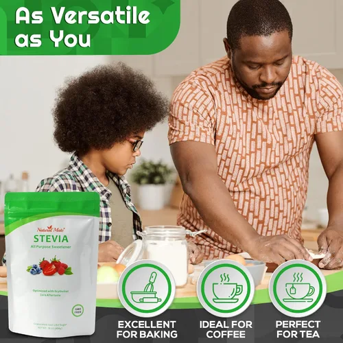 Vista 6 de Natural Mate Edulcorante sin calorías – Polvo granular orgánico de stevia mezclado con eritritol – Reemplazo de azúcar 2:1 para ceto, paleo, bajo IG