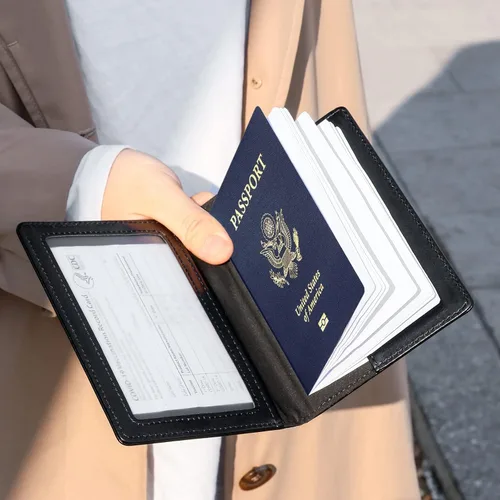Vista 3 de TIGARI Fundas para pasaporte para pasaporte, fundas para pasaporte y vacuna, tarjetas combinadas, estuche ultra delgado para pasaporte para mujeres