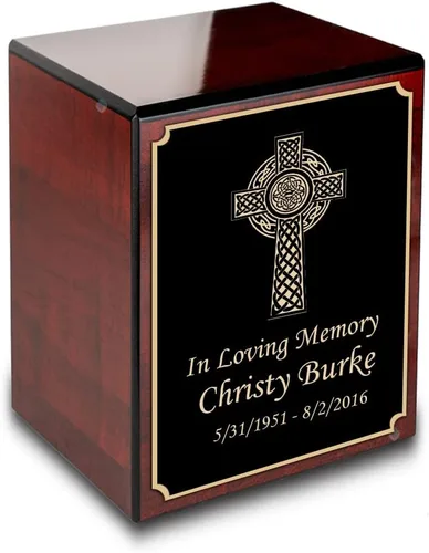 Vista 19 de GetUrns Caja conmemorativa de urna de cremación de cereza pequeña grabada personalizada para cenizas (gloria americana)